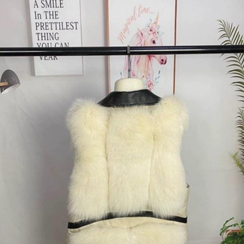 WTEMPO Dame Høst Vinter shealing Varm vest Ermeløs Fuskepels Vest Kåpe Kort Jakke Overfrakk Myk Plysj Gilet