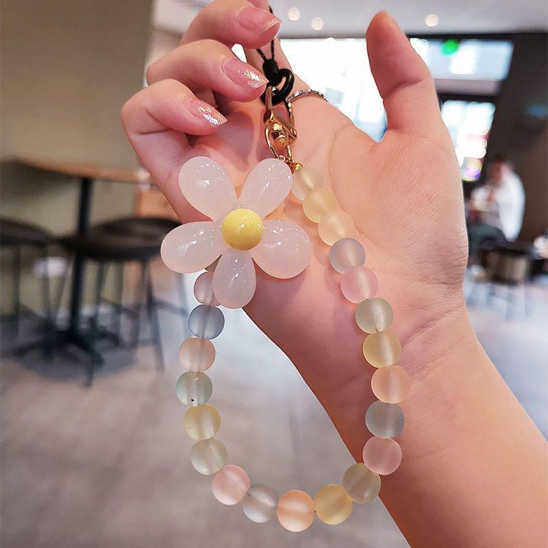Anti Loss Mobile Phone Chain Hanging Strap Short Beaded Bracelet Lanyard Keychain Women Girls Cellphone Cord Jewelry Accessories