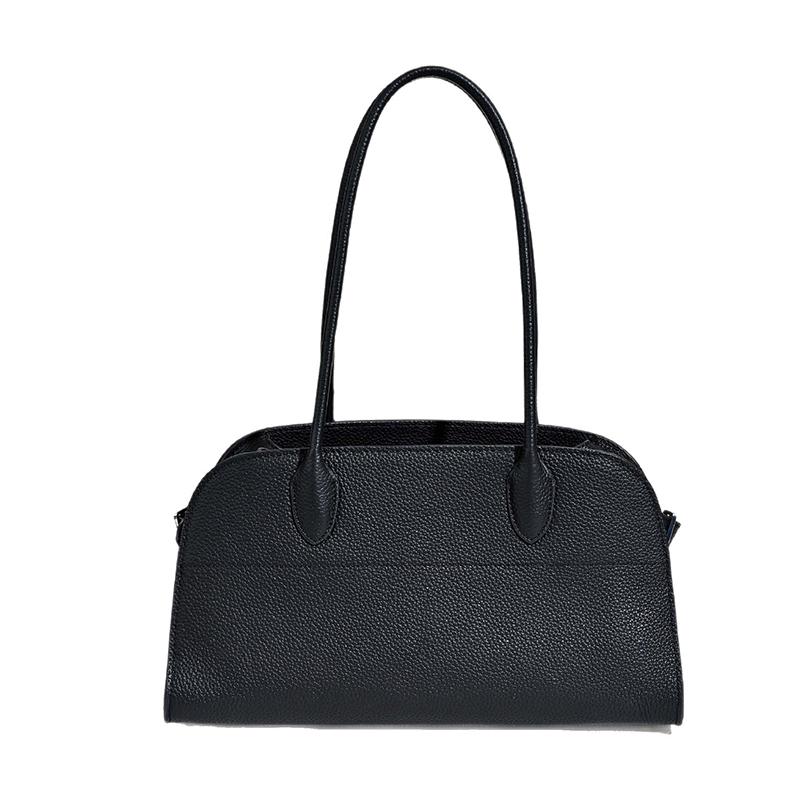

Luxury Brand Genuine Leather Women Handbags Casual Black Cowhide Women Totes Fashion Silver Buckle Shoulder Bags Women 37x17x21CM