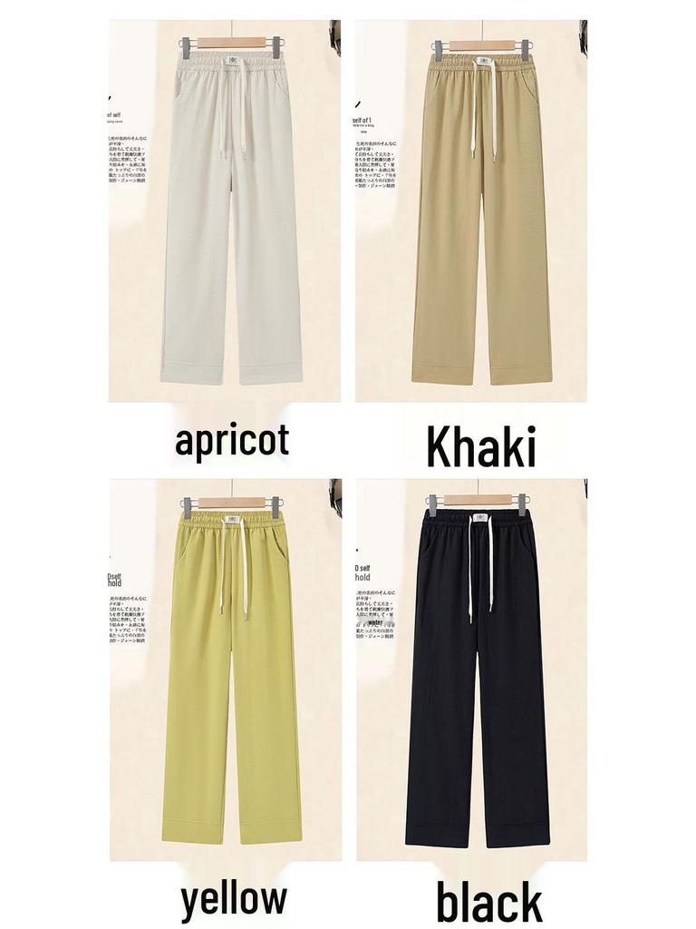 Dámské letní kalhoty s vysokým pasem a rovnými nohavicemi 2025 - Volné, tenké, ležérní pro mámy středního a staršího věku