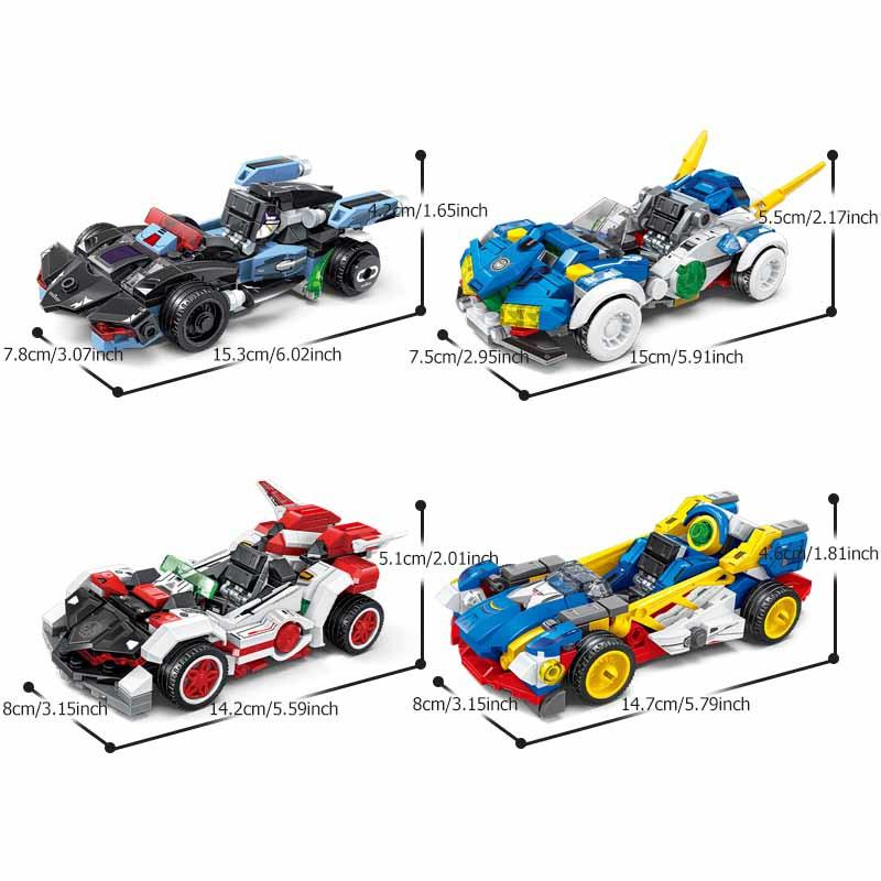 Non-Toxic Sembo Anime Elemental Chariot Assemblage Building Blocks Moc Sports Car Racing Vehicle Model Bricks Kids Toys For Children Diy Gifts