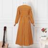 2024 Striped Loose-Fit Muslim Maxi Skirt with Long Sleeves and Round Neck - Extra Large
