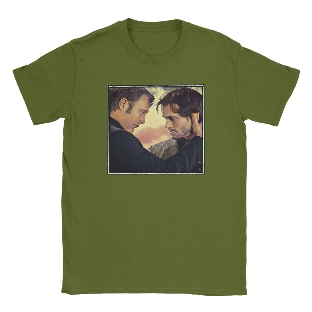 Hannibal und Will Hannigram Sonnenuntergang T-Shirts für Herren Reine Baumwolle Kreative T-Shirts Rundhals Hannibal T-Shirt Kleidung