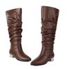 Fashion New Pleated Lazy Autumn Winter Women Knee High Boots European American 3cm Low Heel Commuting Shopping Long Boots Sizes 32-46