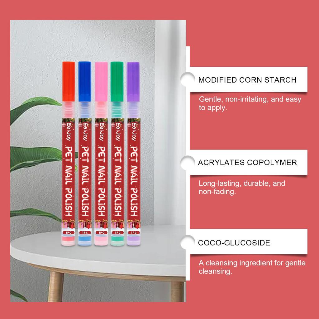 5pcs EelJoy Pet Nail Polish Pens | For Dogs & Cats | Gentle Formula | Long-Lasting Nail Art | Pet Nail Polish | Pet Manicure Set