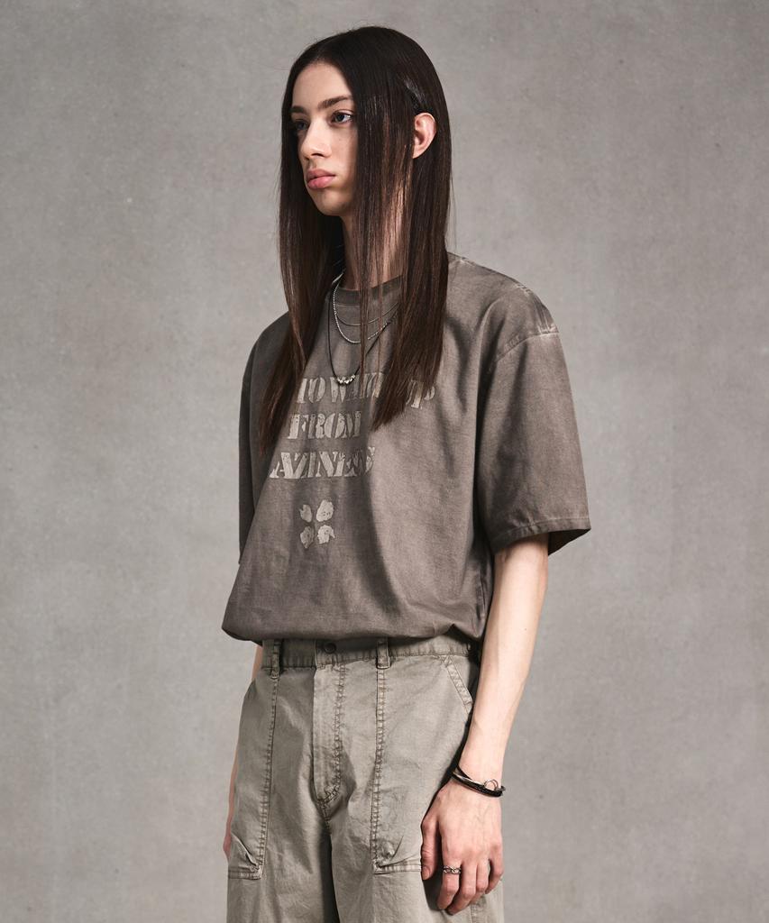 LMOOD Luna Garment Dyed Half T-Shirt Beige