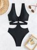 2025 European & American Solid Color Slimming Sexy One-Piece Bikini Swimsuit
