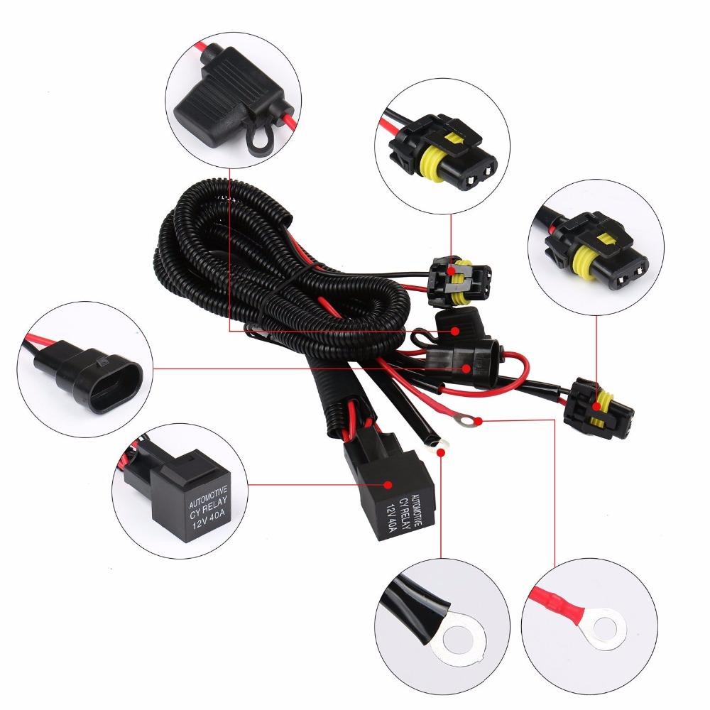 H1 H3 Car hid xenon H7 wire harness 35/55w 9005 9006 HB3 HB4 HID Relay Harness wiring kit motorcycle 12V Headlight