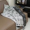 Vintage Black-White Striped Knitted Sofa Throw Blanket - Single-Person Office Nap Shawl AC Blanket