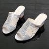 Fashion Big Size Flat Shoes Female Square heel Peep Toe Low Ladies' Slippers Slipers Women Heeled Mules Luxury Slides Block 2025 High