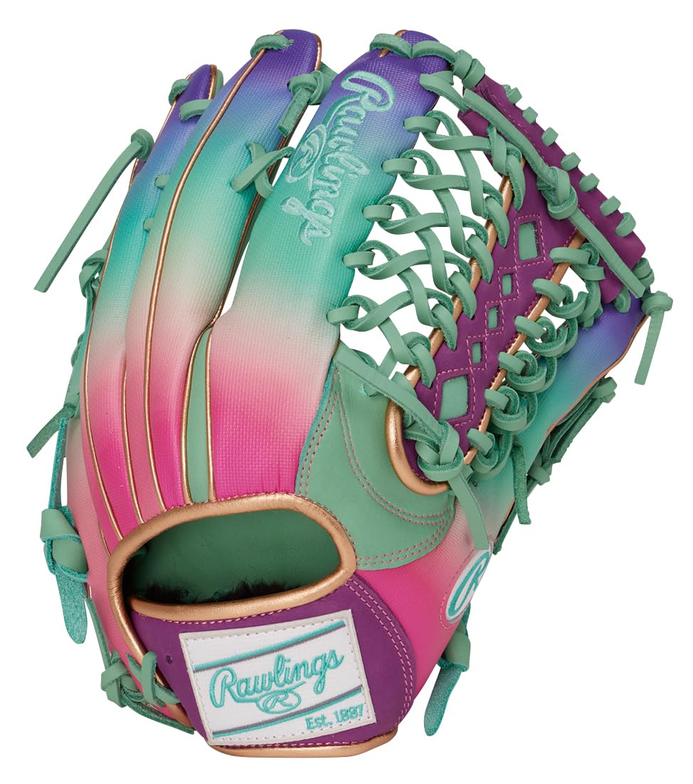 Rawlings Baseball Soft HOH UV GAPHIC N6 throw Glove, Baseball, BASIC, Outfielder s Glove, GR6HUVN68, Mint, 12.5 inches, Right-handed