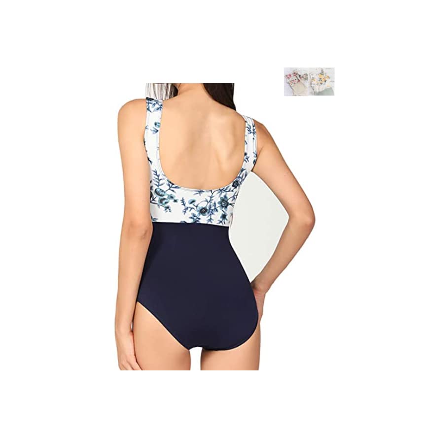 Leotard ProDance Цветочный с вырезом-лодочкой для балета, простой, милый, доступный и стильный для взрослых (Темно-синий с цветочным принтом, Размер S)