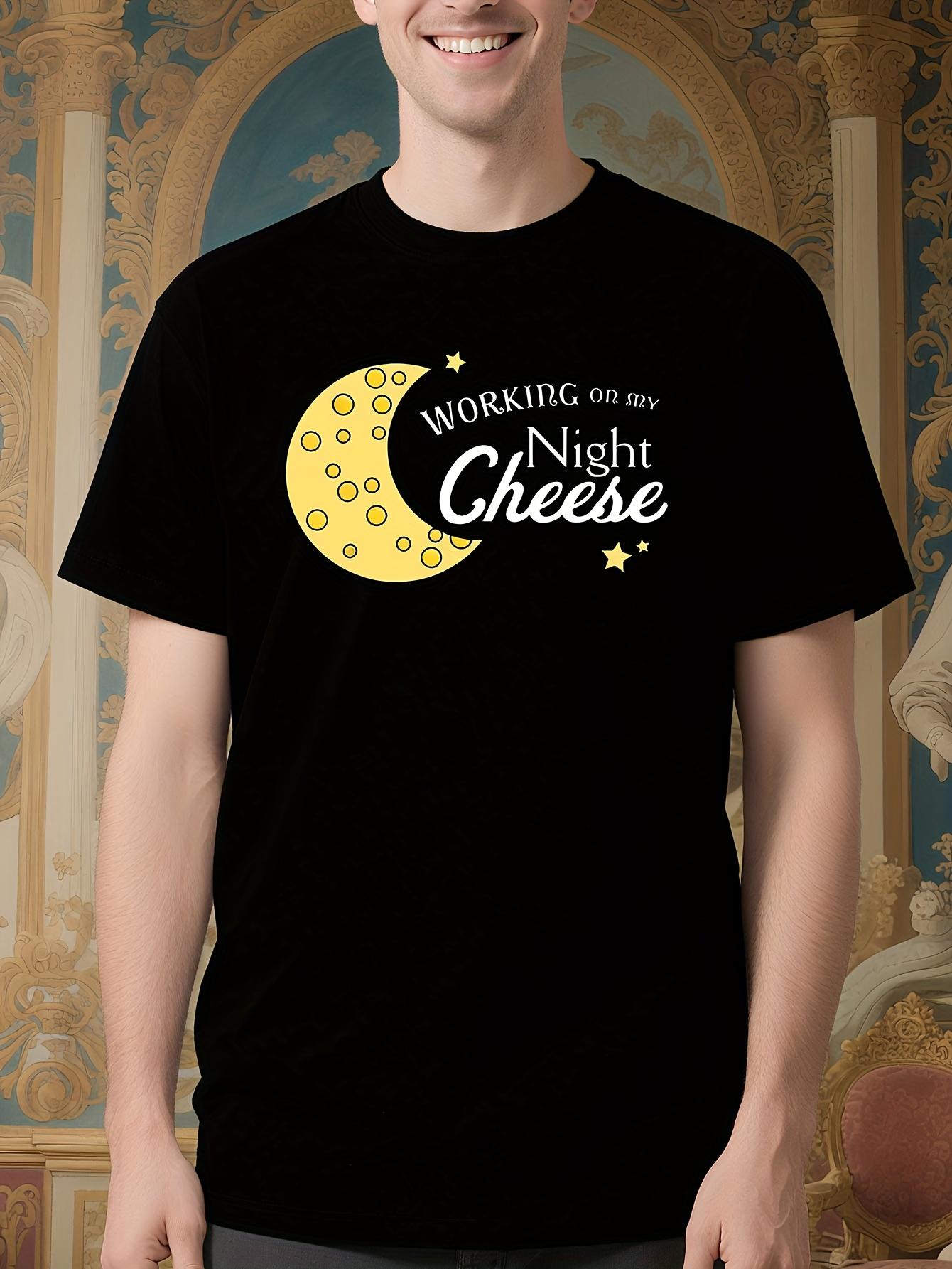 Funny Working On My Night Cheese Graphic Tshirt - Bold Ye... M