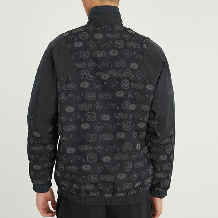 Adidas Logo Print Sports Casual Jacket Men Jackets Black HE7474