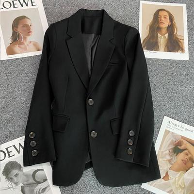 Schicker Internet-Promi Kleiner Anzug Damenjacke Schwarz Frühling und Herbst Locker Lässig Studenten Kleiner Anzug Damen