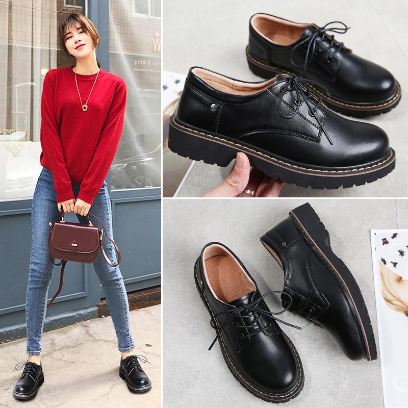 Black Professional Single Shoes Women's Spring and Autumn Wind Small Leather Shoes Female Students Versatile Soft Girl Flat Bottom