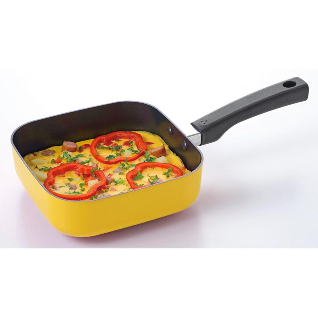 Wahei Freiz Square Frying IH with Glass To May Pan, Yellow, Compatible, Lid, (RB-1569)