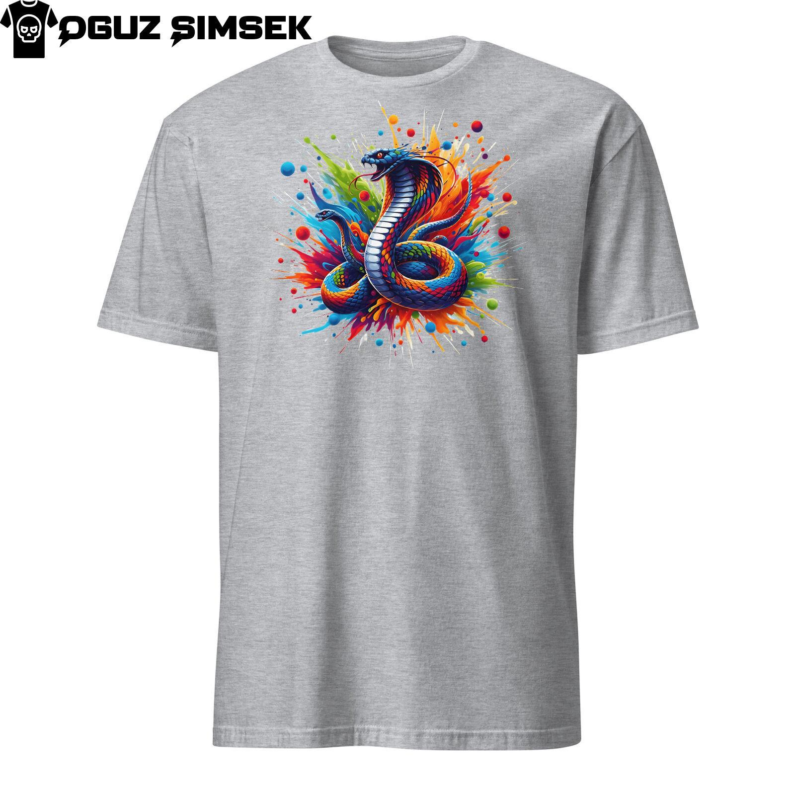 Vibrant Cobra Unisex T-Shirt Mens Womens Tees Top: Colorful Snake Design, Unique Style M