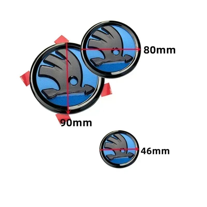 DDWO5 3Pcs for Skoda Rapid Octavia Fabia Laura Superb 1 2 3 Kodiaq Karoq Car Front Hood Rear Trunk Emblem Steering Wheel Logo Sticker