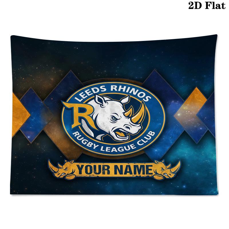 Custom Name Leeds Rhinos2 Printed Tapestry – Wall Hanging for Bedrooms, Dorms, and Home Decor