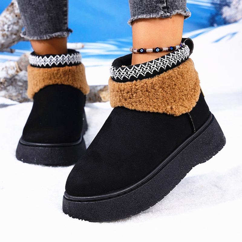 Autumn new large size round head warm thick-soled snow boots women's cross-border cloth cover feet velvet short cotton shoes