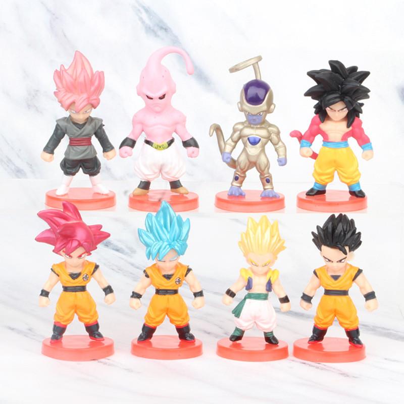Seven Dragon Fun Ball Pvc Figurine Set Adorable Buu Super Blue Red Black Goku Display