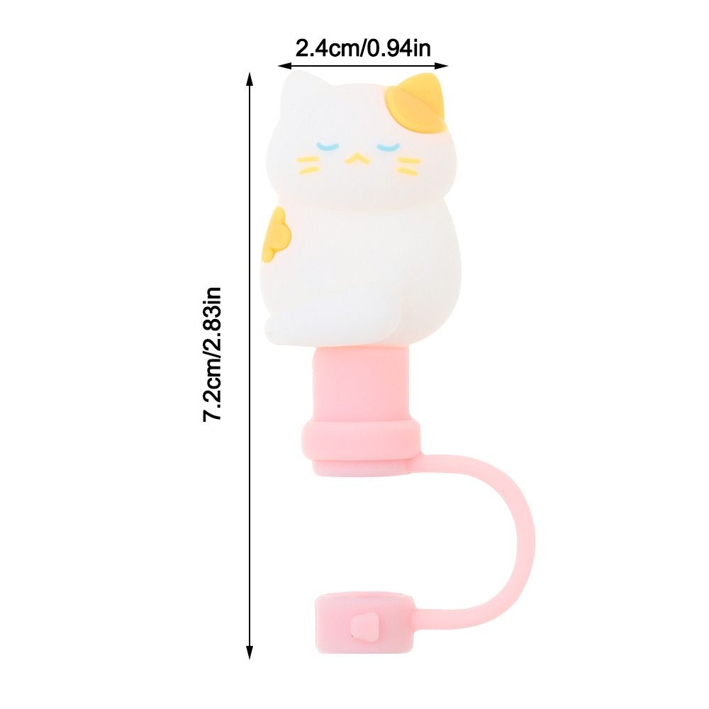 Pyłoszczelna, bryzgoszczelna silikonowa zatyczka do słomki kot kreskówkowy nakładki na słomkę akcesoria do kubków