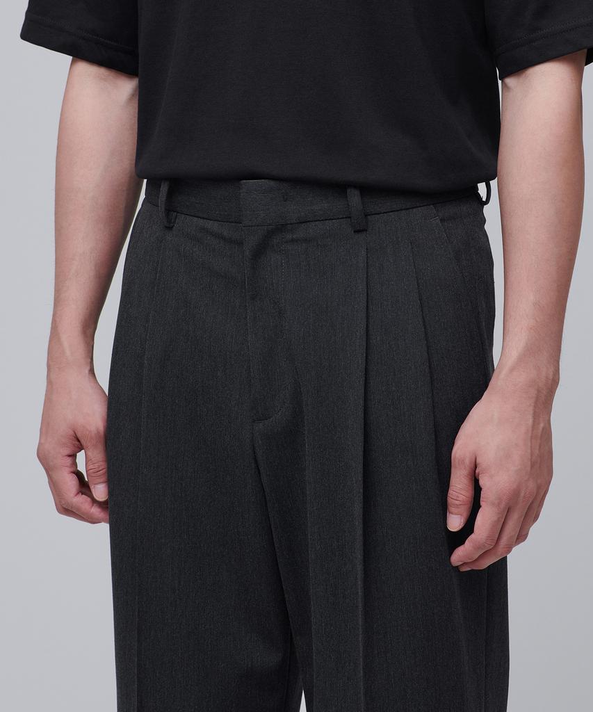 MUSINSA STANDARD Real Wide Belted Slacks [Charcoal Gray]