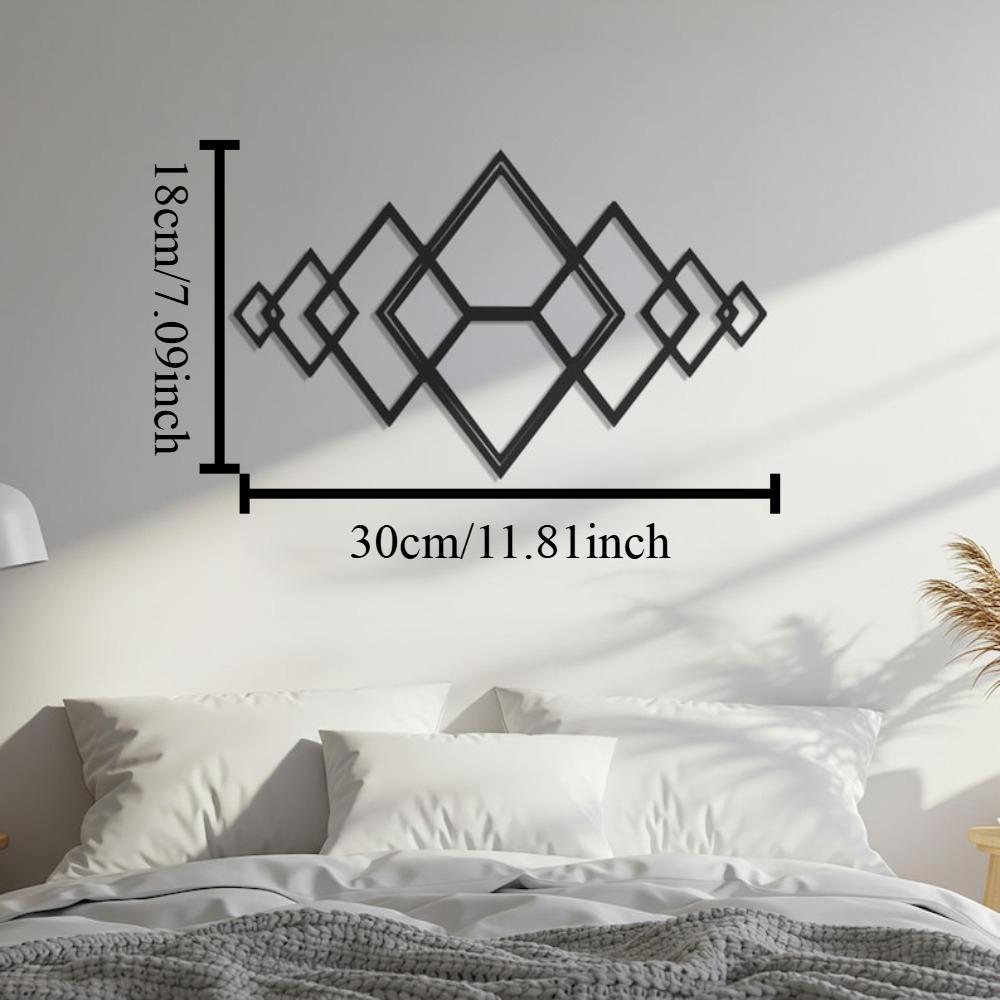 Современная геометрическая металлическая настенная скульптура Минималистичный абстрактный декор для гостиной дома 12in чёрный