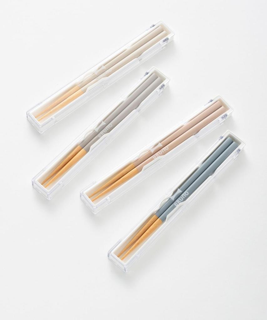 BRUNO Wakasa Lacquer Lunch Chopsticks with Case, Wooden Chopstick Case Set, Dishwasher Safe, Ivory, No Sizes Available, RBHK015-IV