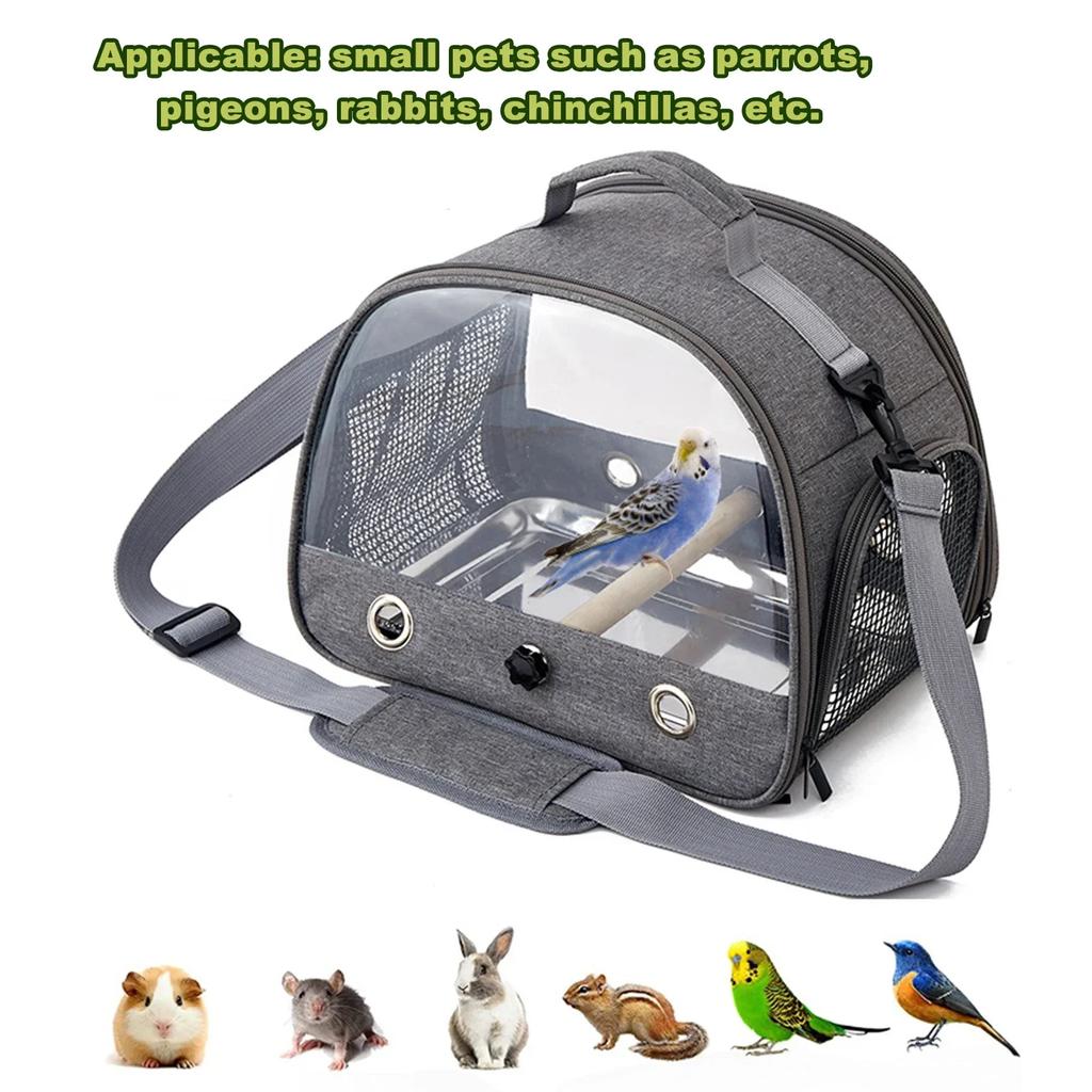Portable Parrot Carrier Bird Backpack with Perch & Side Window Foldable Small Pet Travel Cage Practical Bird Supplies for Trips
