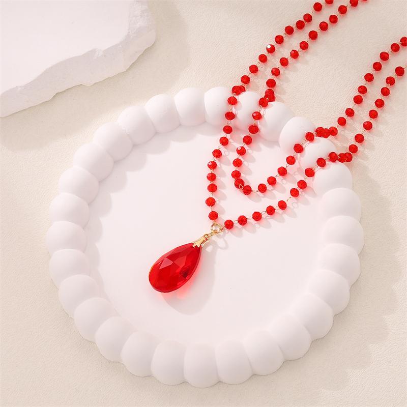 Gotycki Halloweenowy Czarny Nietoperz Łza Wisiorek Naszyjnik dla Kobiet Vintage Dwupoziomowy Kropla Krwi Frędzle Choker Biżuteria Imprezowa dla Dziewcząt