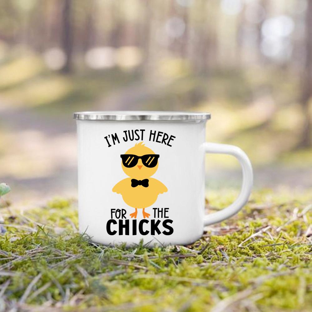 Cute Bunny Egg Print Cups Happy Easter Enamel Mugs Fall Easter Party Wine Juice Mug Dessert Cocoa Milk Handle Cup Gift for Child