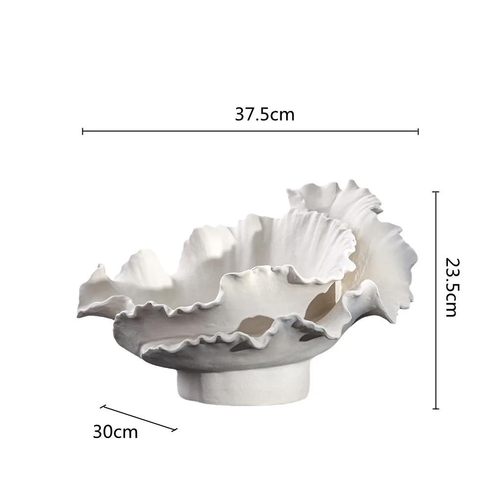 Ceramic Vase Fold Pattern Irregular Flower Wavy Shape Flower Pot Fruit Dish Desktop Storage Organization Home Decoration