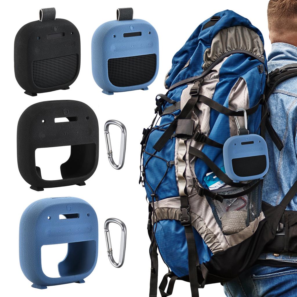 Portable Bluetooth Speaker Silicone Case for Bose SoundLink Micro 2 Speaker Protect Cover Carabiner Outdoor Travel Carry Case