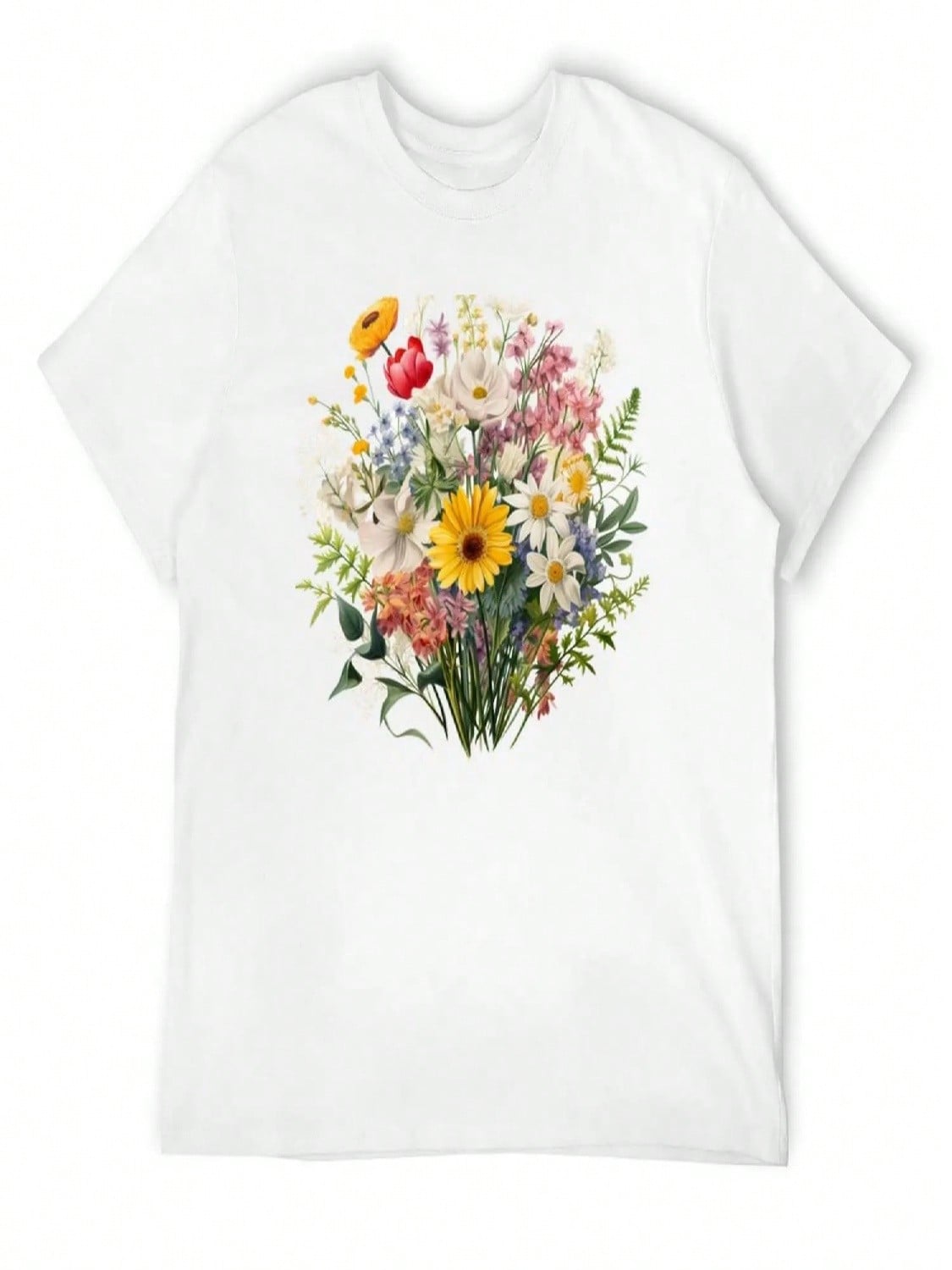 Bouquet Wild Flowers Botanical Flower Nature T-Shirt Oversized Graphic Tee Aesthetic Clothes unisexs Workout Shirts S разноцветный