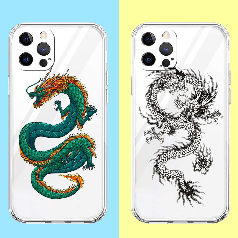 Chinese Dragon Phone Case for iPhone 16 15 14 13 12 Pro Max Transparent Soft for iPhone 11 Pro Max 7 8 Plus XS XR Shell Capas