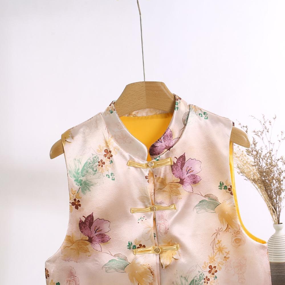 Vest Spring and Summer Jacquard New Stand-Up Collar Button Vest Sleeveless Top 2025 Vest