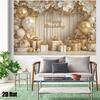 2D White Gold Floral Birthday Backdrop Home Party Celebration Photo Background