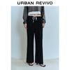 UR 2025 Fall Modern Spliced Straight-Leg Pants with Elastic Tie Waist