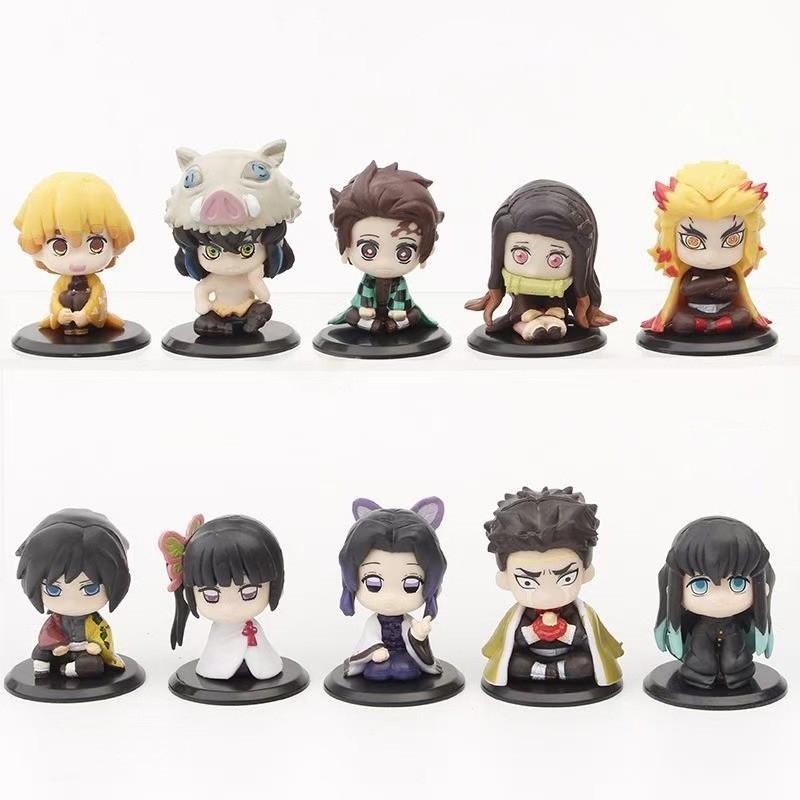 Demon Slayer Kimetsu No Yaiba Pvc Figurine Set With Sitting Posture For Collectors And Fans