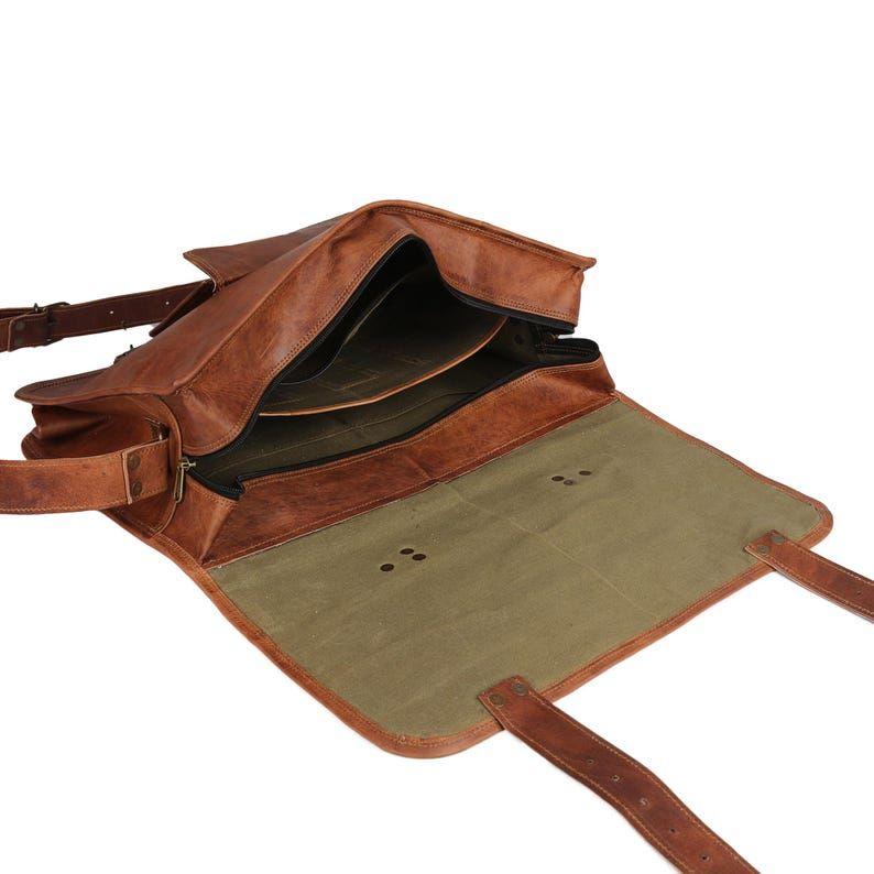 Leather Travel Messenger Office Crossbody Bag Laptop Briefcase College Satchel Computer Best Bag for Men and women