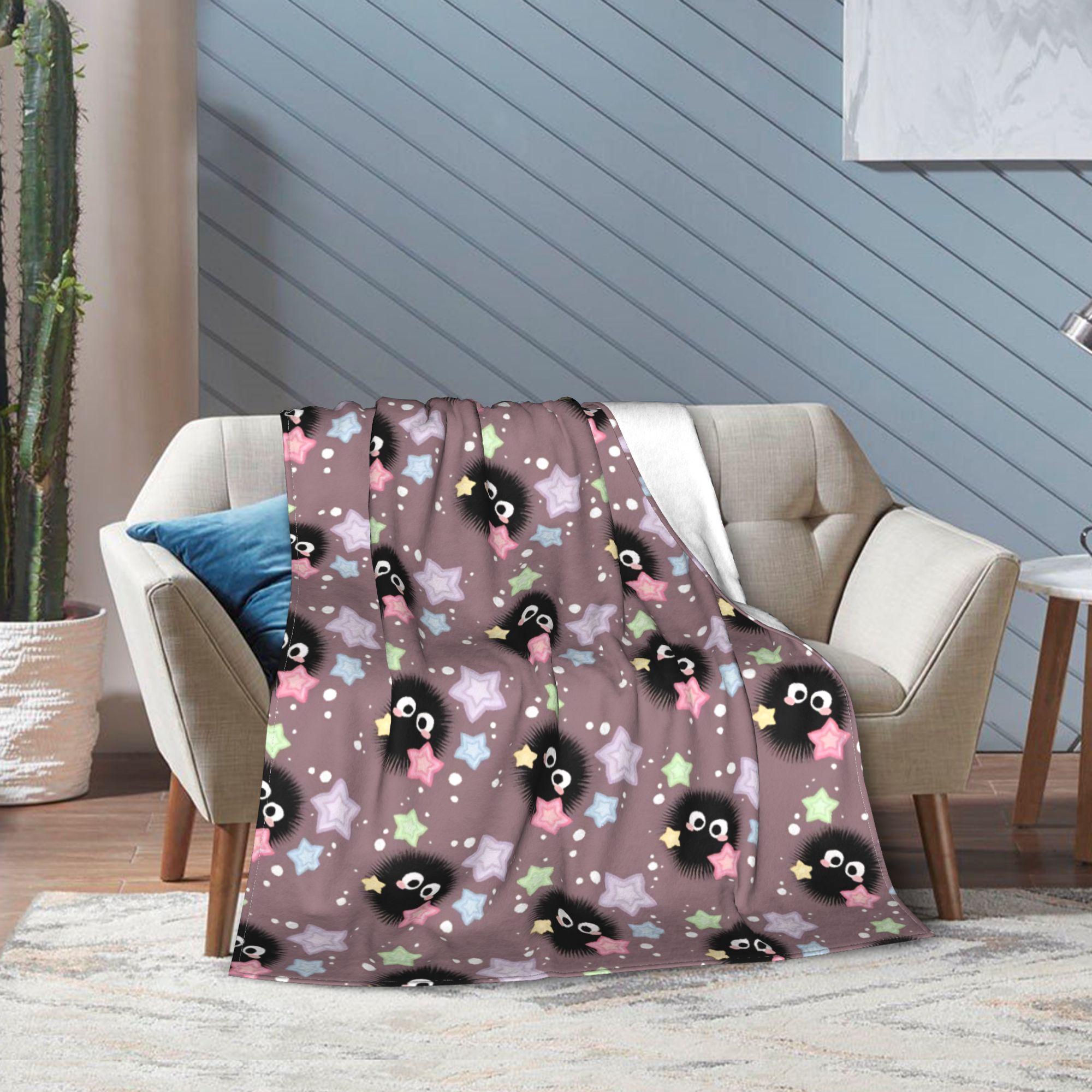 

Super Soft Susuwataris Anime Movie TTotoroes Throw Blanket Premium Fleece Flannel Bed Blanket Cozy Plush Blankets All Season 75x100cm (30x40inch)