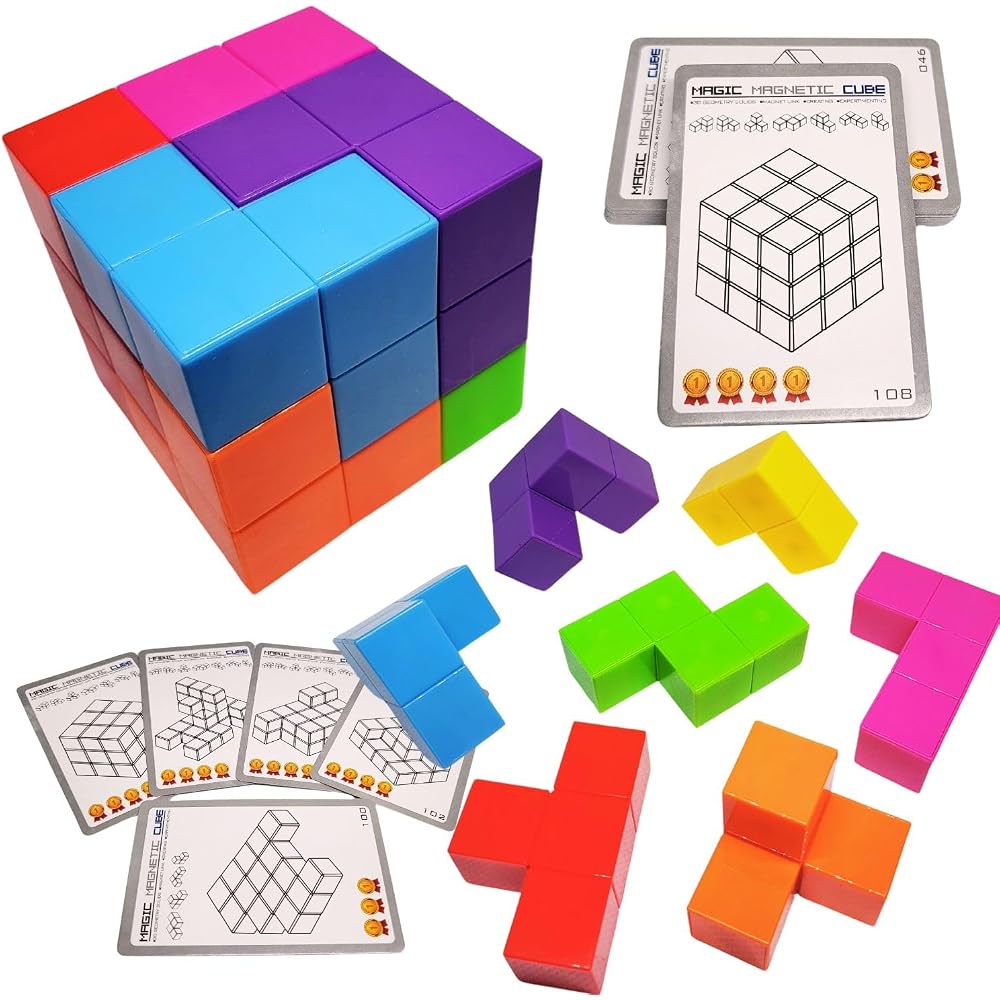 (XINBIDA) MAGCUBE Magcube Magnetic Blocks Tetris Educational Toys 3D Puzzle (Set of 2)