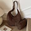 Women's bag autumn and winter new suede shoulder armpit bag large capacity retro versatile bucket mother bag