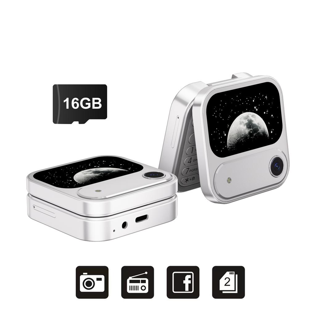 I17 Air Mini Faltbares Handy 2G GSM 1,77" Display Magische Stimme Kurzwahl UKW-Radio 2 SIM-Karten Kleine quadratische Handys