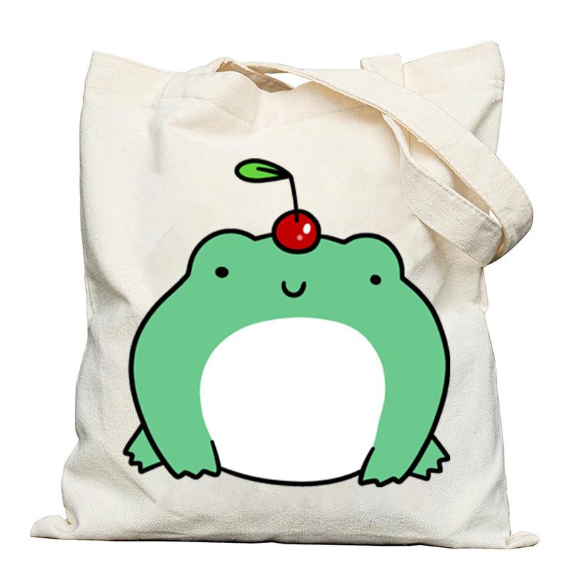 Frog creative printing new shoulder bag leisure student large capacity tote bag