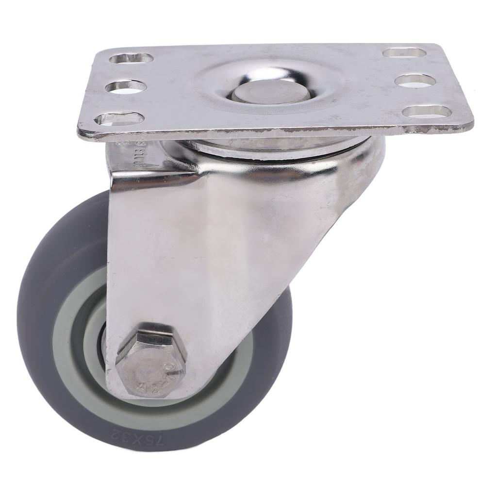 3 Inch Caster 304 Stainless Steel Plate TPR Wheel Quiet Rotating Universal Caster for Cart Furniture Workbench