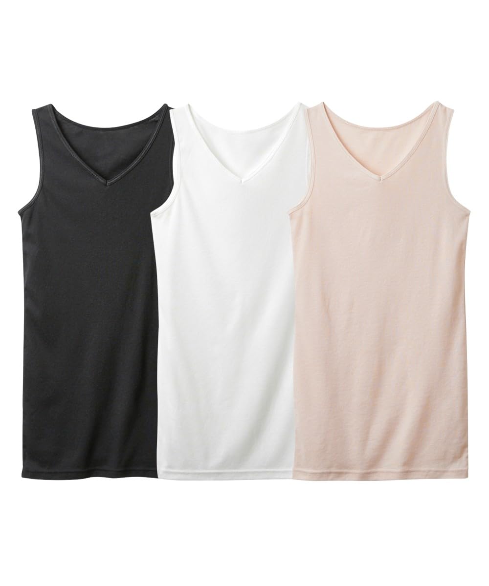 

Nissen Long Tank and Size 6L Women s Moisture-Wicking, Quick-Drying, Cotton-Blend Tops, 3-Pack, Black, Off-White, Beige,