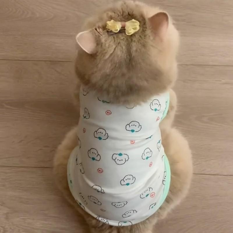 

Cat Clothes Anti-hair Loss Summer Thin Mesh Breathable Small Vest Pet Puppet Silver Gradient Kitten Bipod L